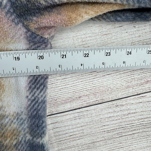 Columbia Jacket Womens Small Pink Brown Plaid Fleece Shacket Outdoors Pockets - Picture 11 of 12